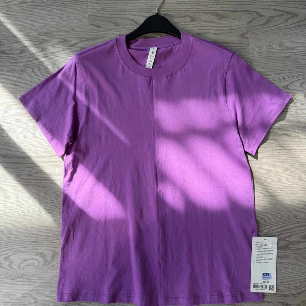 NWT Lululemon All Yours Cotton T-Shirt - Size 2 - Moonlight Magenta